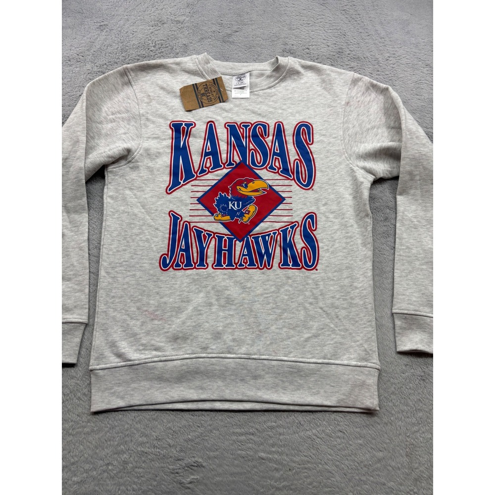 Rivalry Threads Kansas Jayhawks Oversized Sweatshirt Gray NCAA Crewneck Womens S